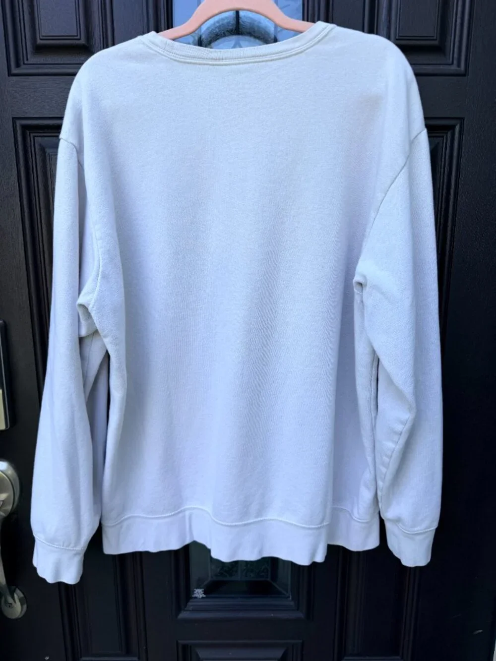 North Face Sweatshirt Explore Logo Mens XLarge Cream Crewneck Pull Over